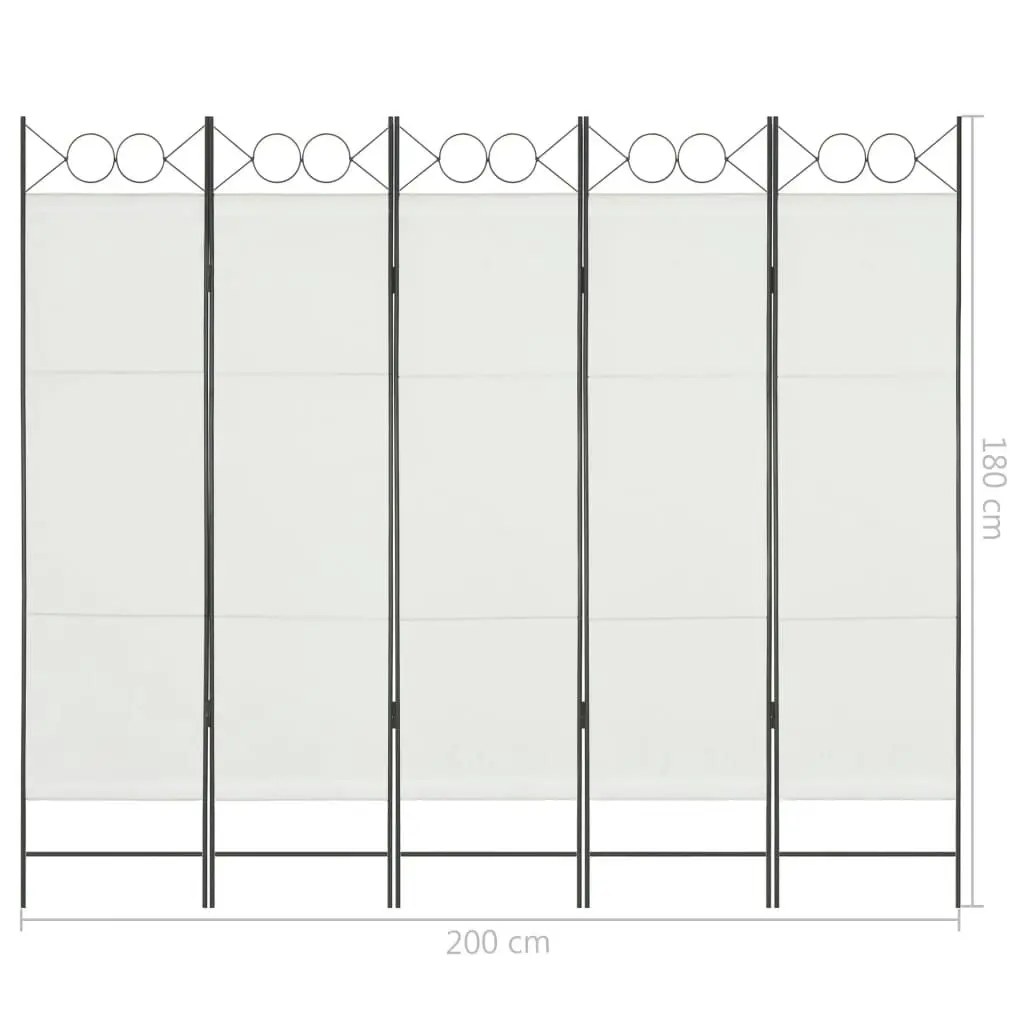 5-Panel Room Divider White 200x180 cm 280239