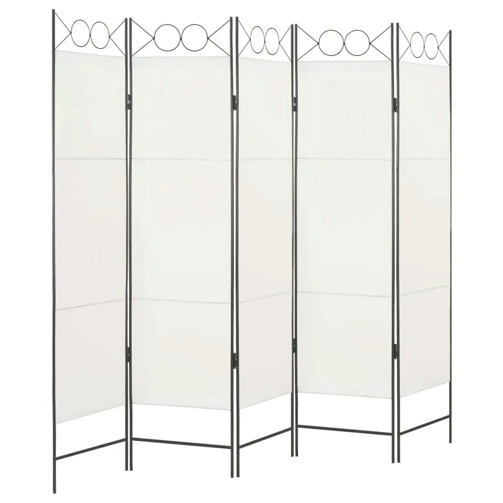 5-Panel Room Divider White 200x180 cm 280239