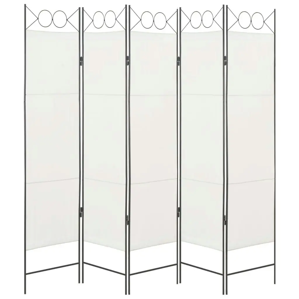 5-Panel Room Divider White 200x180 cm 280239