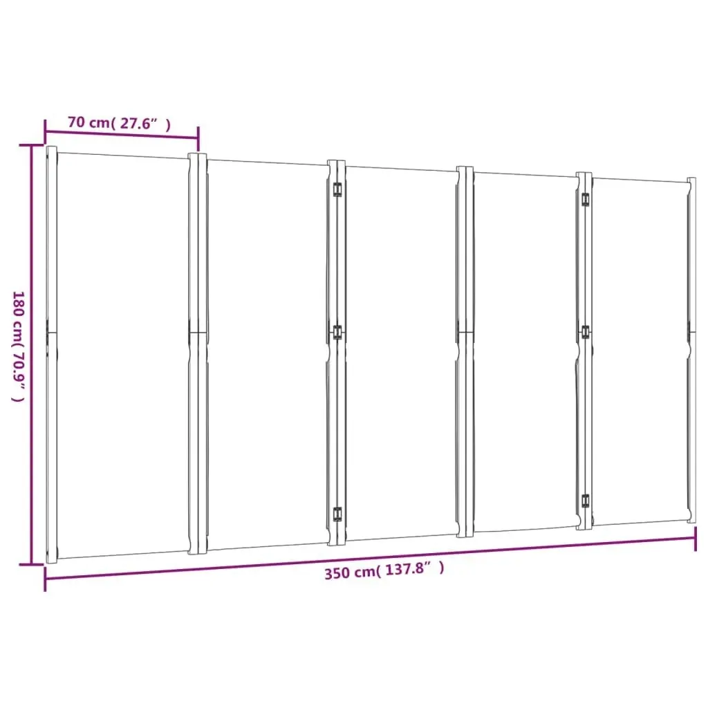 5-Panel Room Divider Dark Blue 350x180 cm 4003361