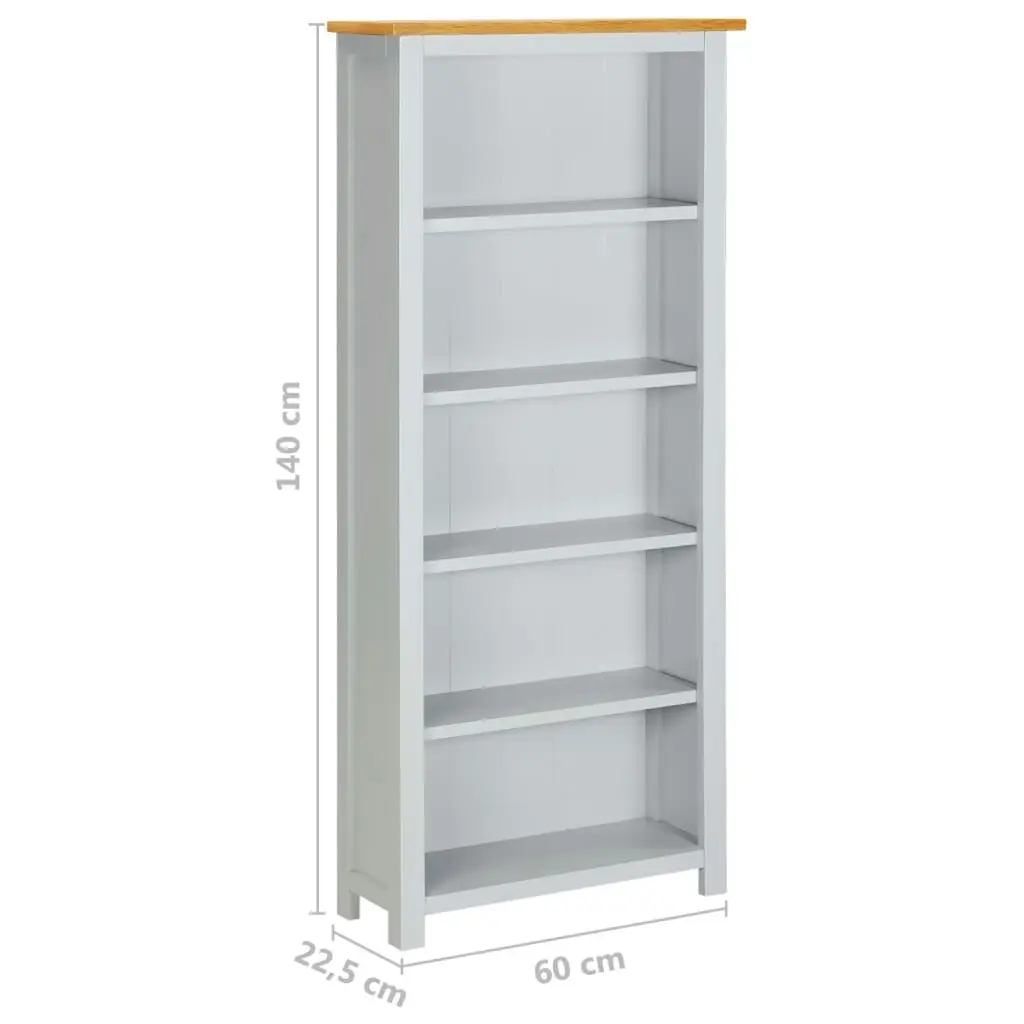 5-Tier Bookcase 60x22.5x140 cm Solid Oak Wood 288629