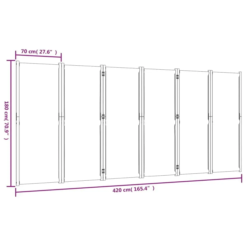 6-Panel Room Divider Taupe 420x180 cm 4003366