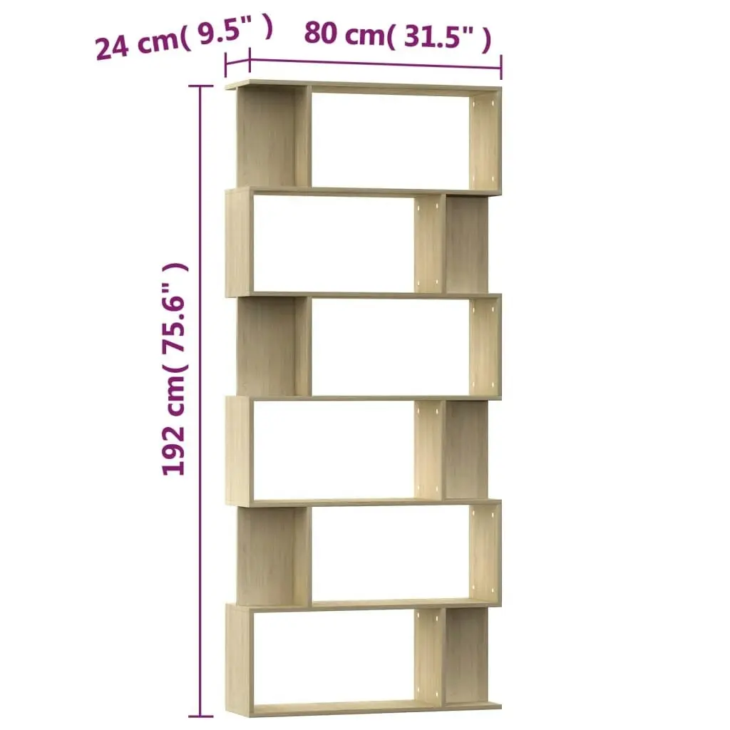 Book Cabinet/Room Divider Sonoma Oak 80x24x192 cm Engineered Wood 800093