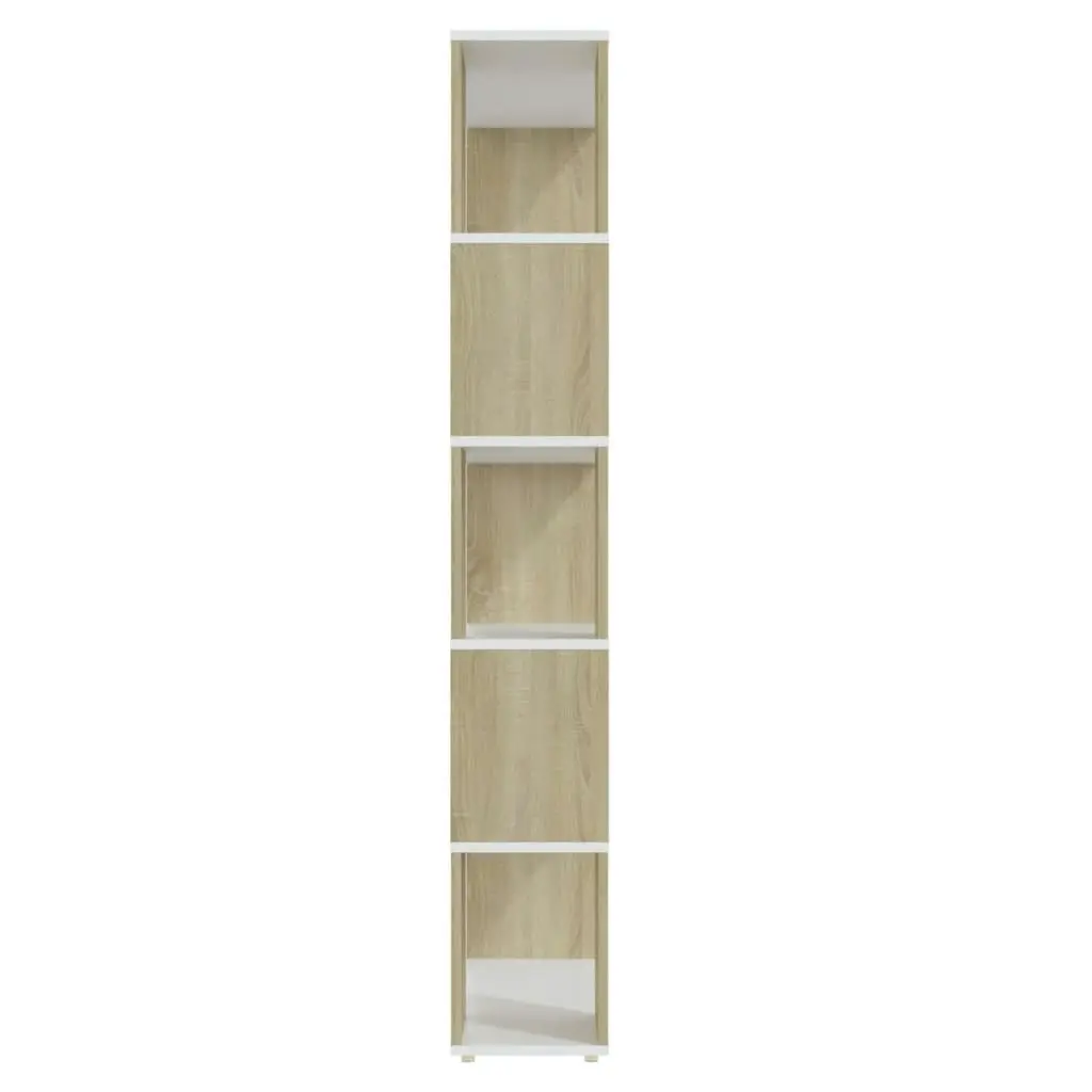 Book Cabinet Room Divider White and Sonoma Oak 80x24x155 cm Engineered Wood 809148