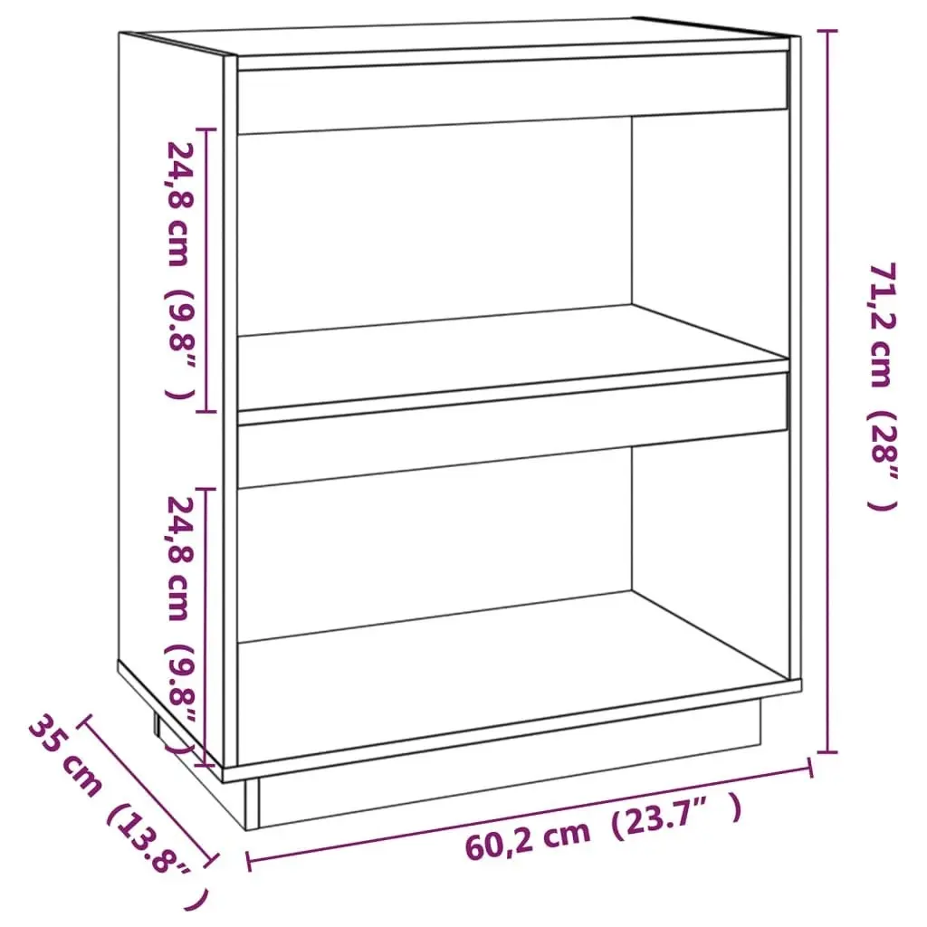 Book Cabinet Honey Brown 60x35x71 cm Solid Wood Pine 810862