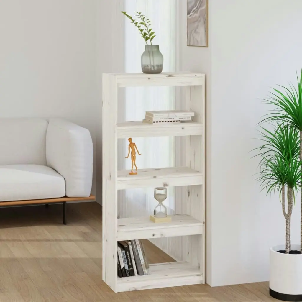 Book Cabinet/Room Divider White 60x30x135.5 cm Solid Wood Pine 808169