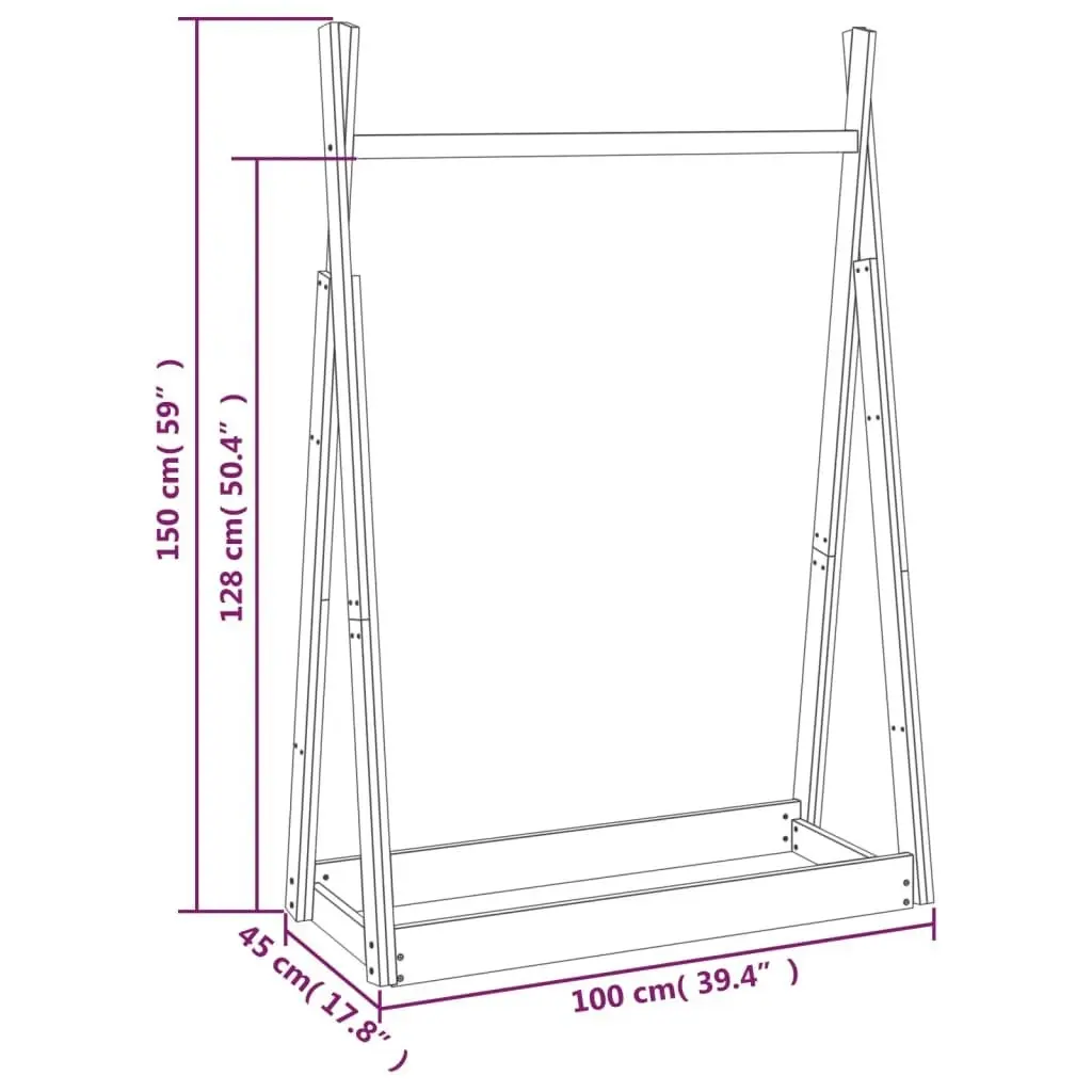 Clothes Rack 100x45x150 cm Solid Wood Pine 824983