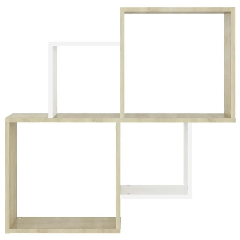 Wall Cube Shelf White and Sonoma Oak 80x15x78.5 cm Engineered Wood 807264