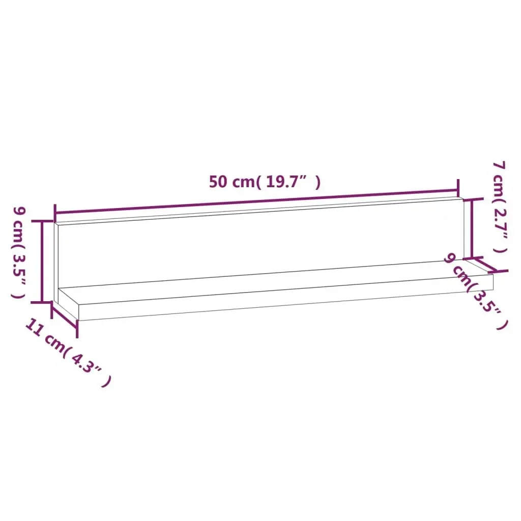 Wall Shelves 2 pcs 50x11x9 cm Solid Wood Pine 823599