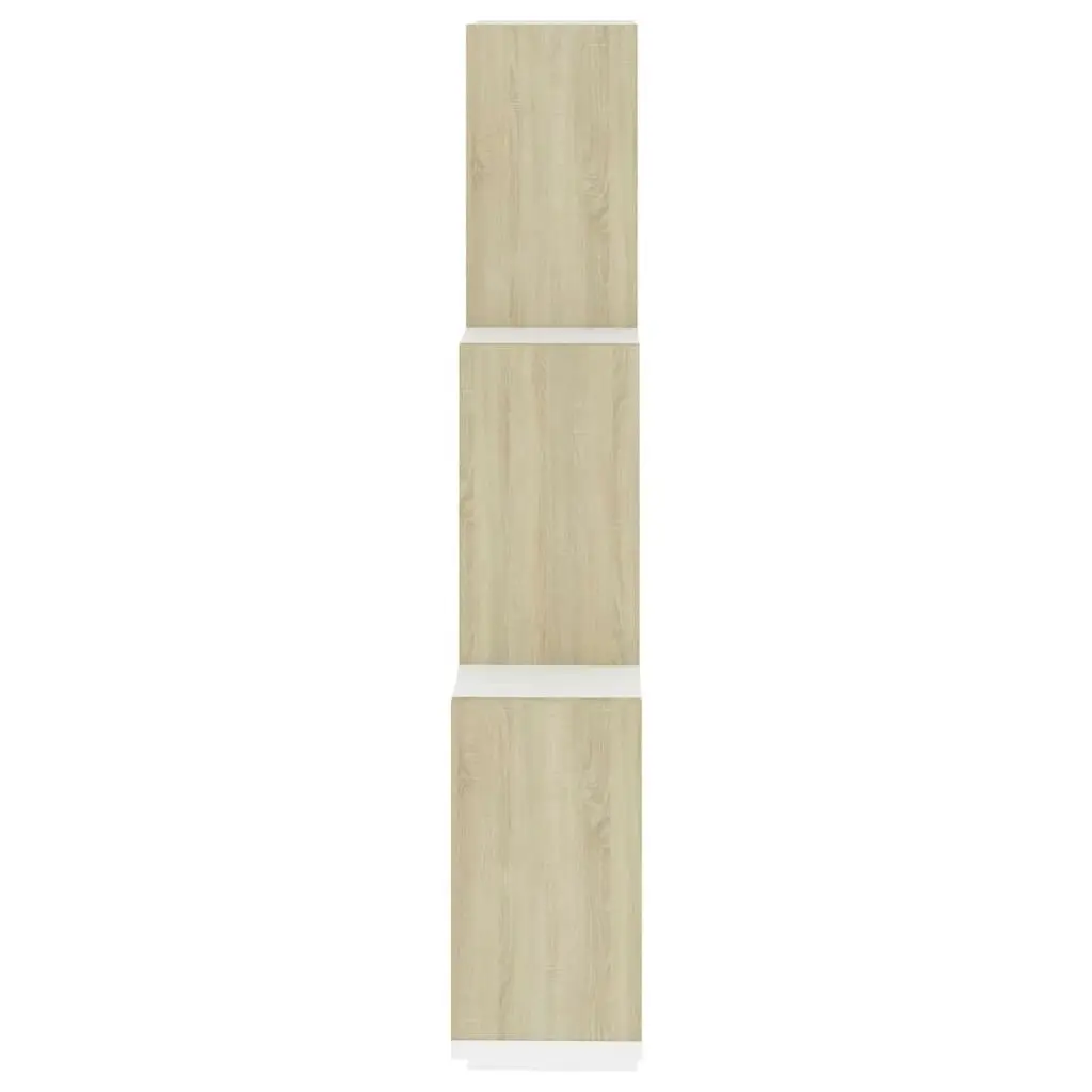 Wall Cube Shelf White and Sonoma Oak 78x15x93 cm Engineered Wood 807174