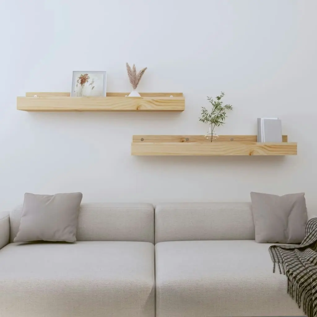 Wall Shelves 2 pcs 80x12x9 cm Solid Wood Pine 823589