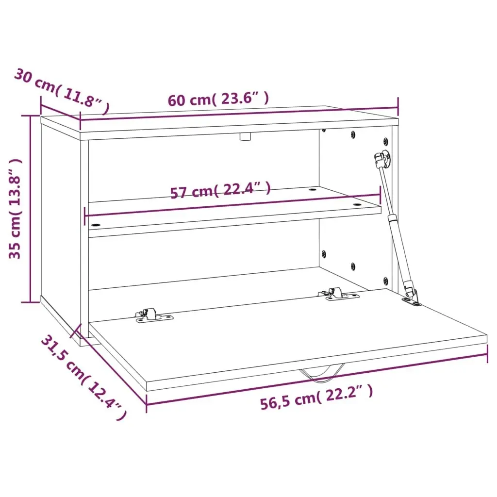 Wall Cabinet 60x30x35 cm Solid Wood Pine 818350