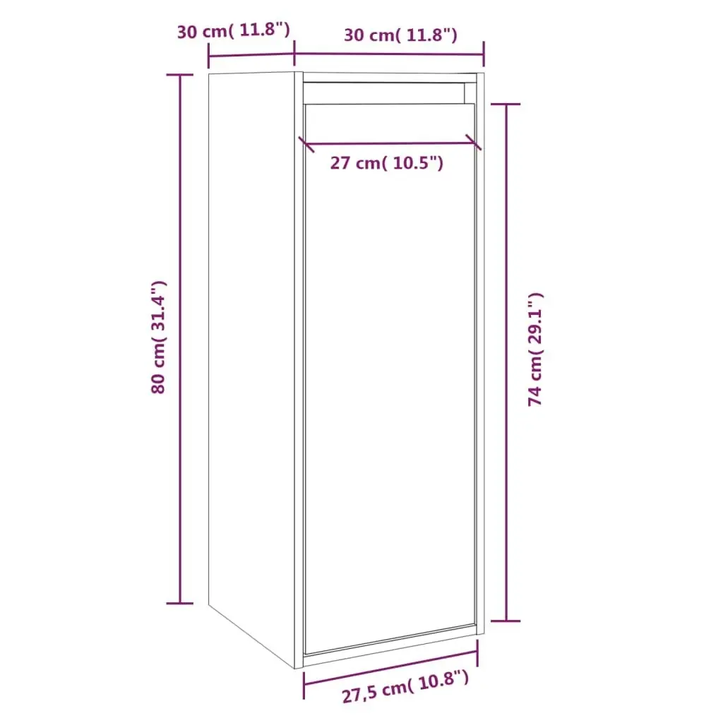 Wall Cabinet Honey Brown 30x30x80 cm Solid Wood Pine 813501