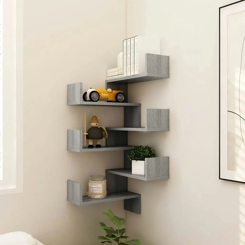 Wall Corner Shelves 2 pcs Grey Sonoma 40x40x50 cm Engineered Wood 815207