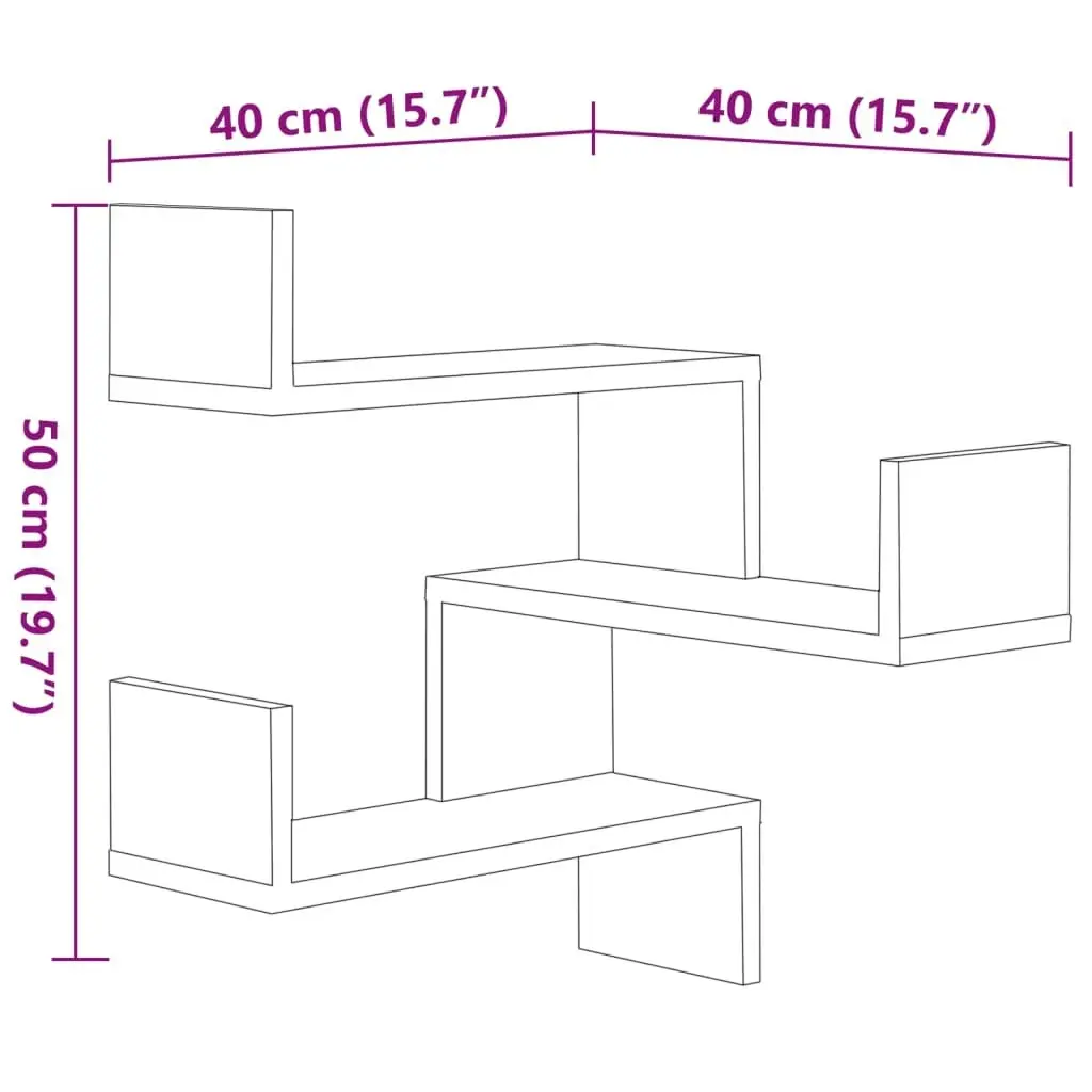 Wall Corner Shelves 2 pcs Grey Sonoma 40x40x50 cm Engineered Wood 815207