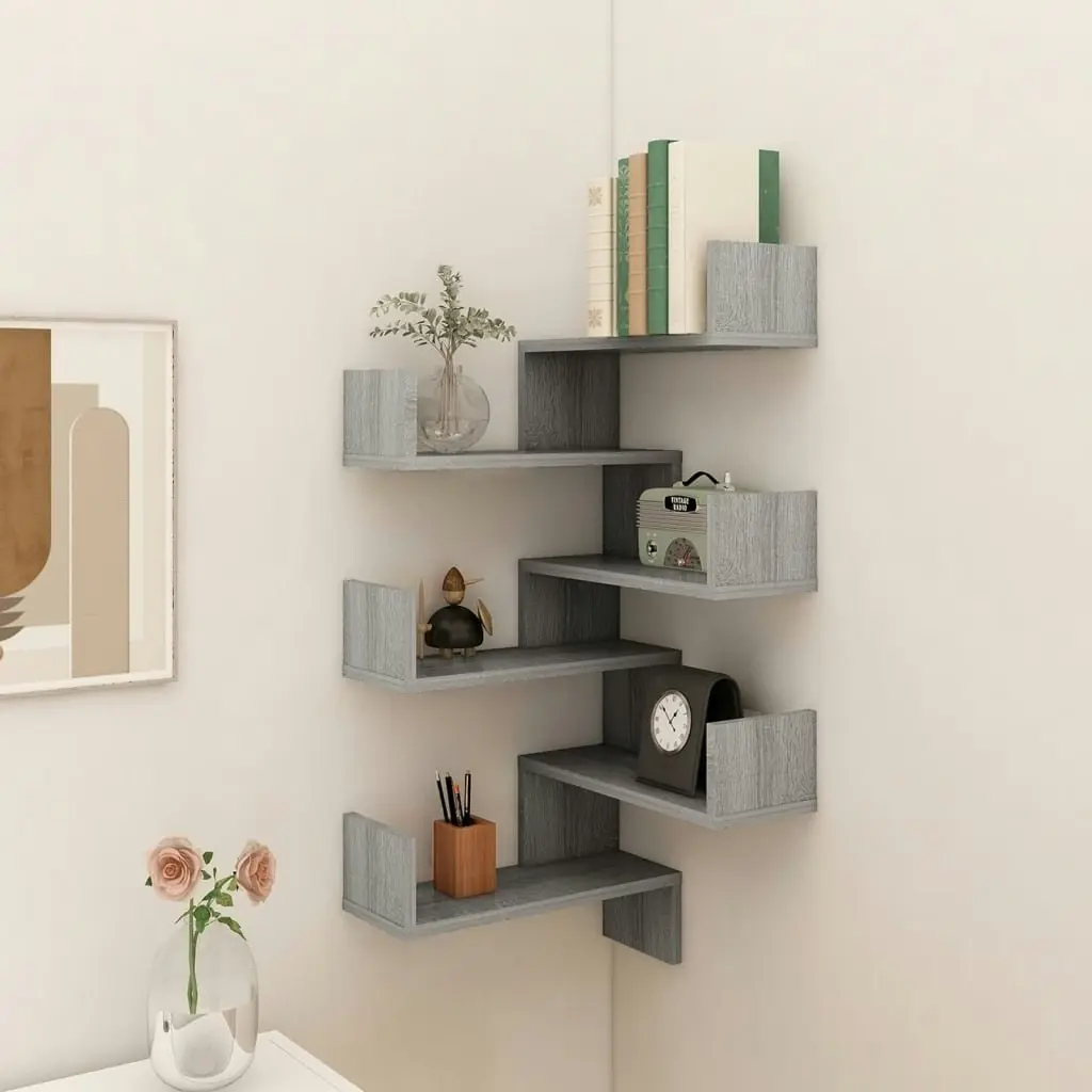 Wall Corner Shelves 2 pcs Grey Sonoma 40x40x50 cm Engineered Wood 815207