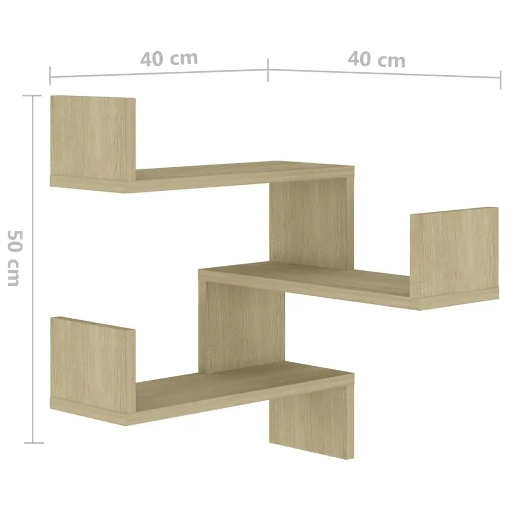 Wall Corner Shelves 2 pcs Sonoma Oak 40x40x50 cm Engineered Wood 807230