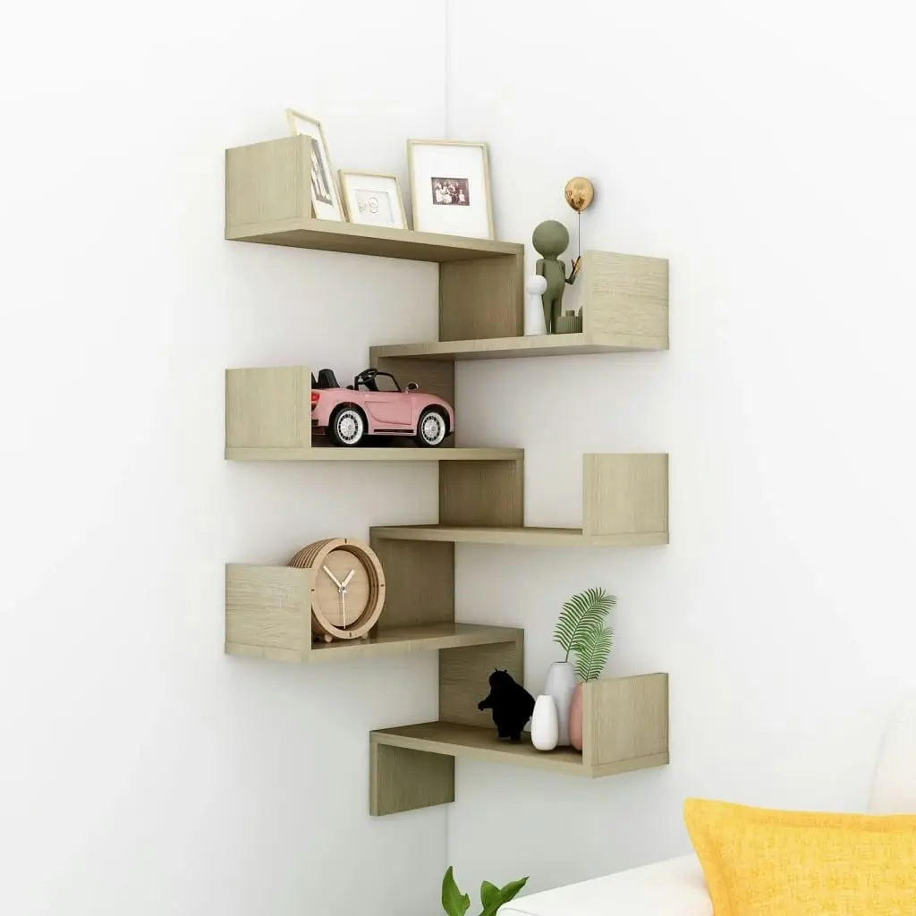 Wall Corner Shelves 2 pcs Sonoma Oak 40x40x50 cm Engineered Wood 807230