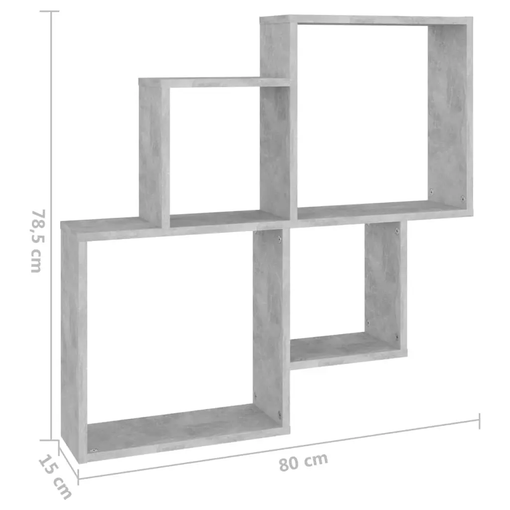 Wall Cube Shelf Concrete Grey 80x15x78.5 cm Engineered Wood 807263