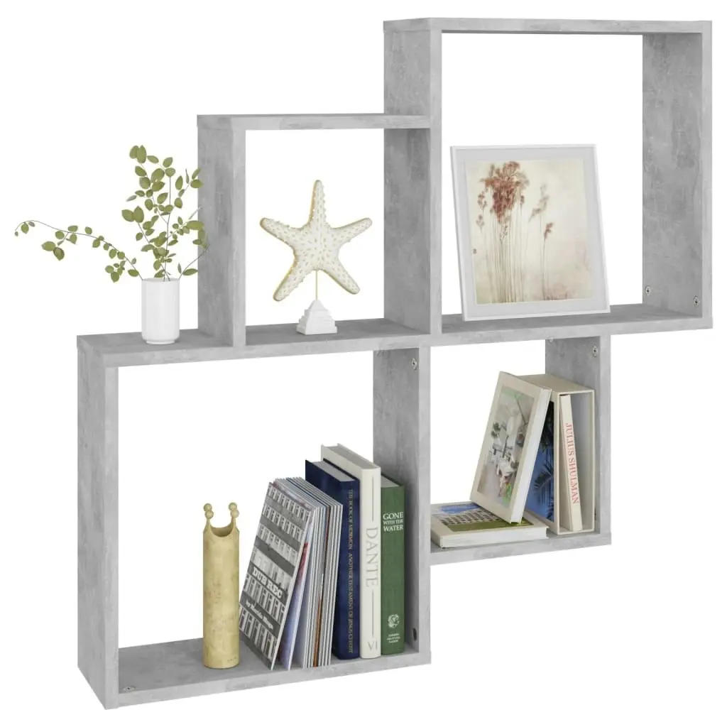 Wall Cube Shelf Concrete Grey 80x15x78.5 cm Engineered Wood 807263