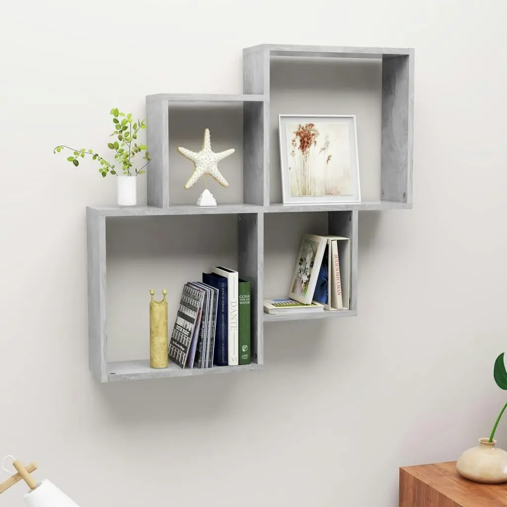 Wall Cube Shelf Concrete Grey 80x15x78.5 cm Engineered Wood 807263