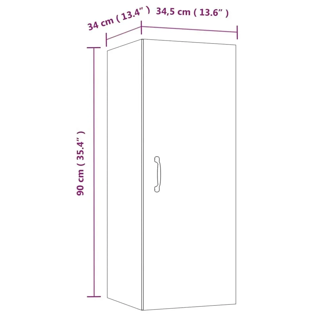 Wall Cabinet White 34.5x34x90 cm Engineered Wood 812429