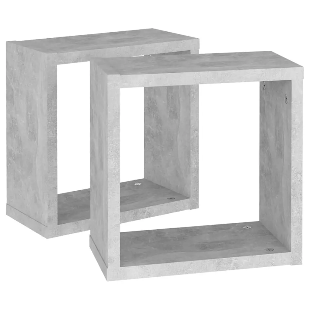 Wall Cube Shelves 2 pcs Concrete Grey 30x15x30 cm 807010