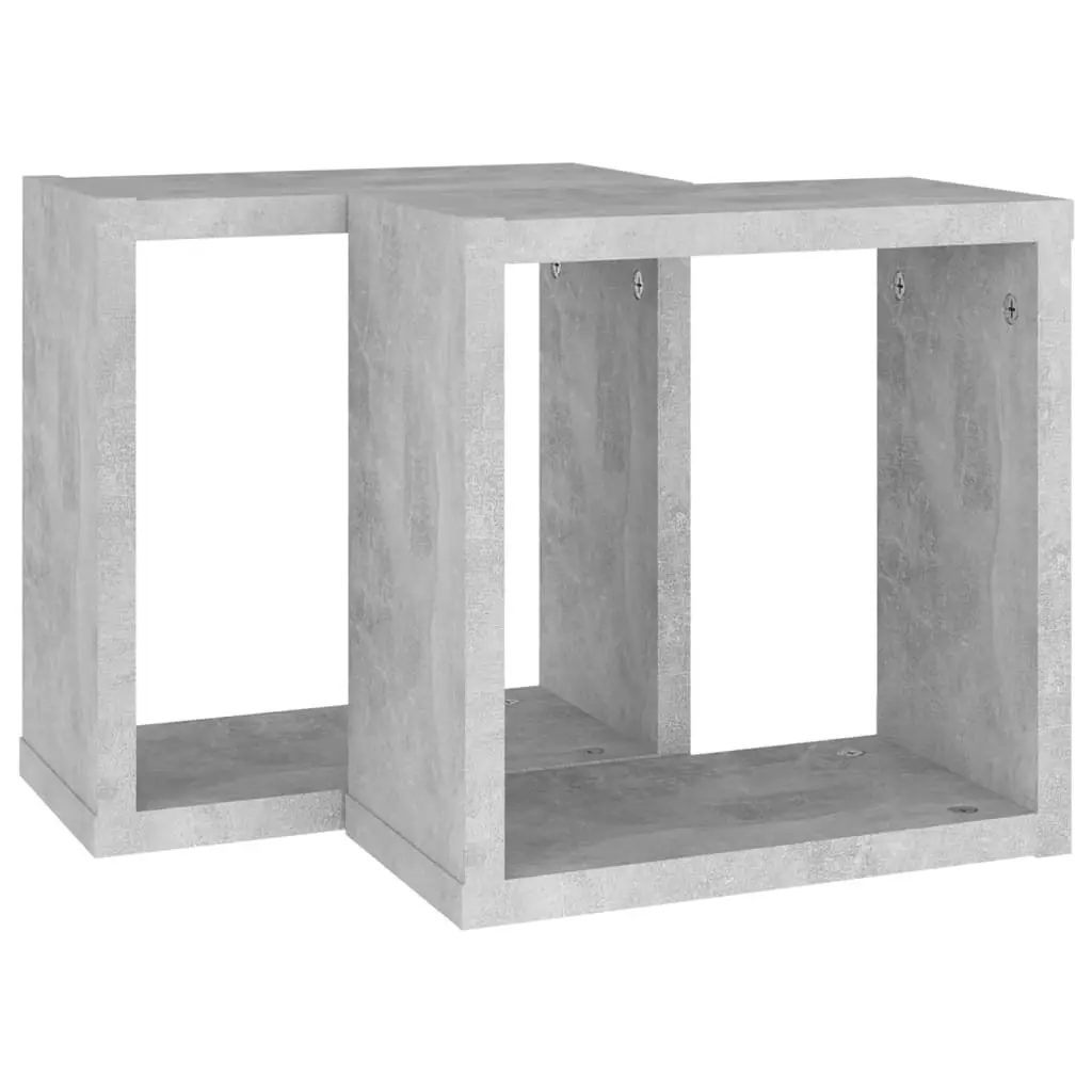 Wall Cube Shelves 2 pcs Concrete Grey 30x15x30 cm 807010