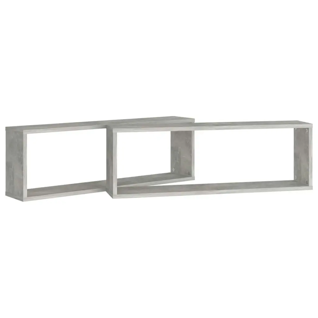 Wall Cube Shelves 2 pcs Concrete Grey 80x15x26.5 cm Engineered Wood 807118