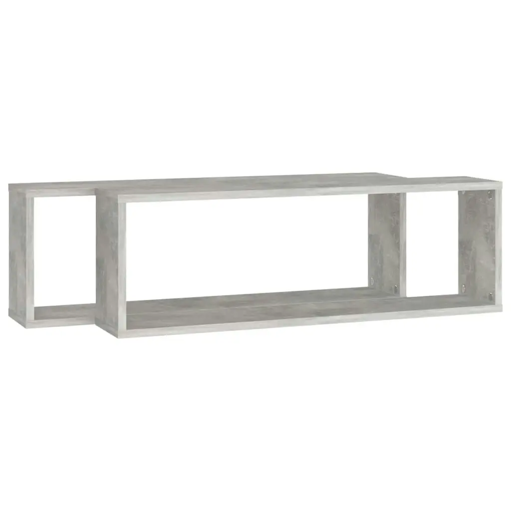 Wall Cube Shelves 2 pcs Concrete Grey 80x15x26.5 cm Engineered Wood 807118