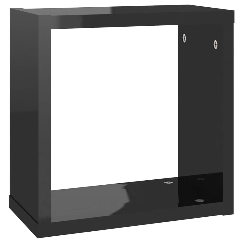 Wall Cube Shelves 6 pcs High Gloss Black 30x15x30 cm 807021