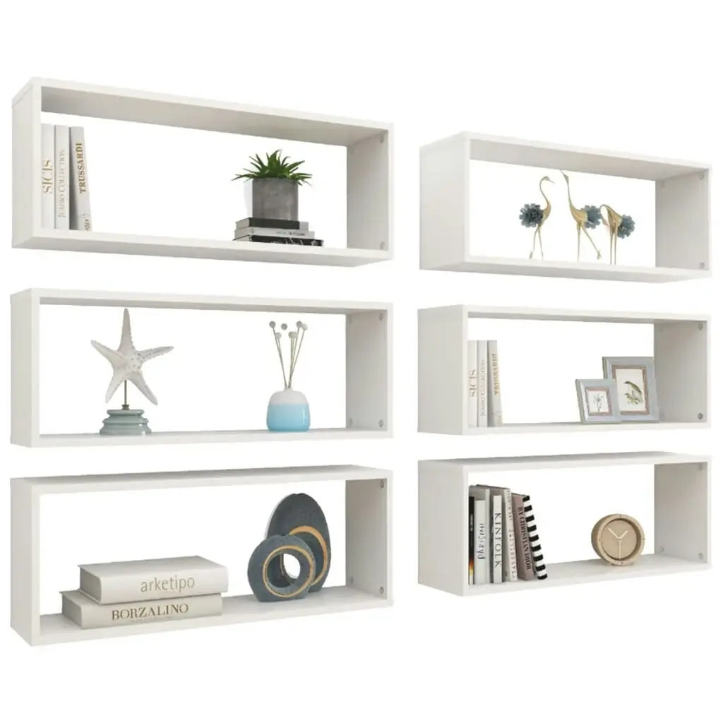 Wall Cube Shelves 6 pcs White 60x15x23 cm Engineered Wood 807135