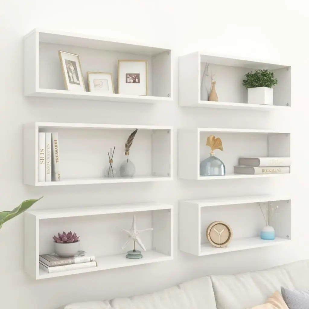 Wall Cube Shelves 6 pcs White 60x15x23 cm Engineered Wood 807135