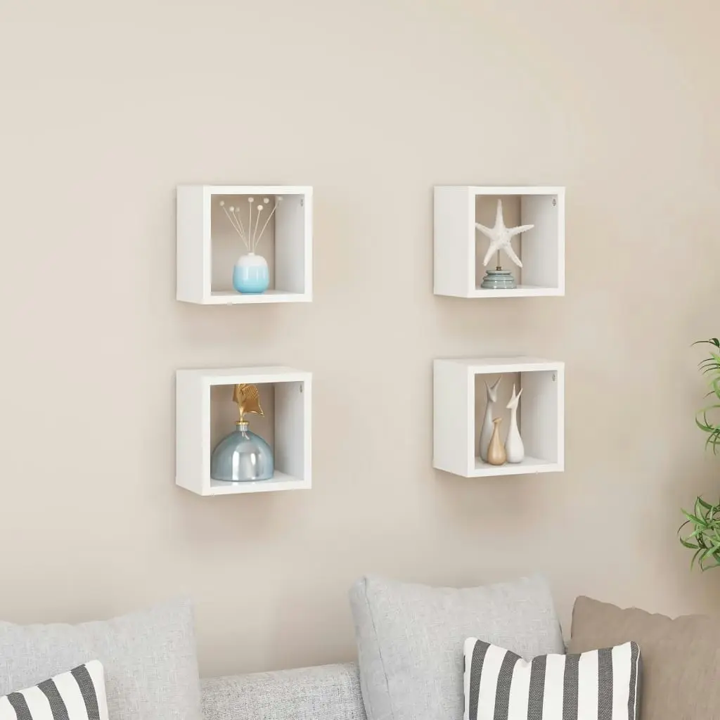 Wall Cube Shelves 4 pcs White 22x15x22 cm 807053