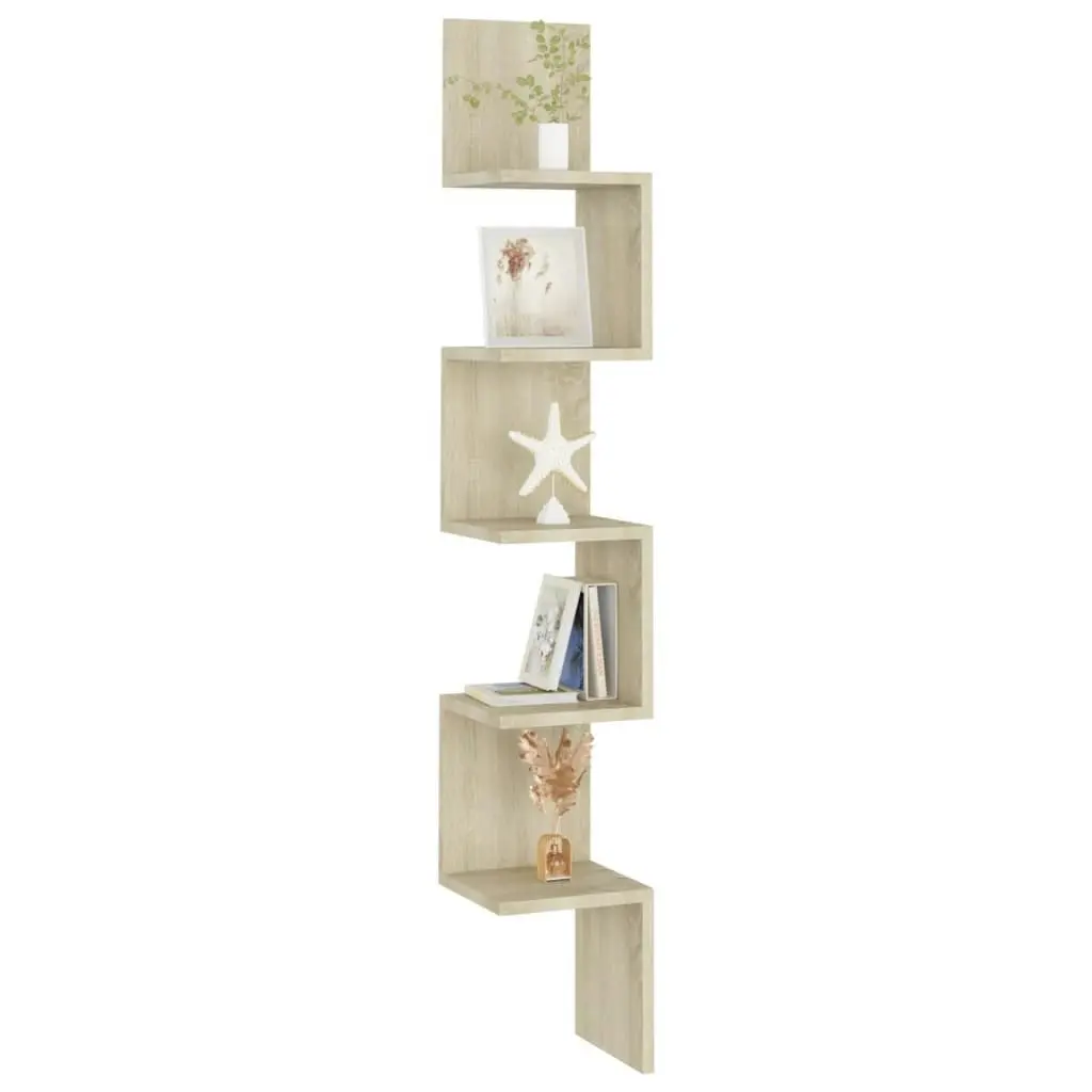 Wall Corner Shelf Sonoma Oak 20x20x127.5 cm Engineered Wood 807280