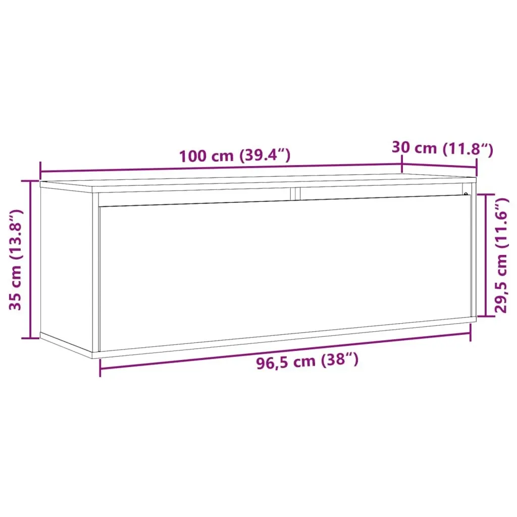 Wall Cabinet White 100x30x35 cm Solid Wood Pine 813467