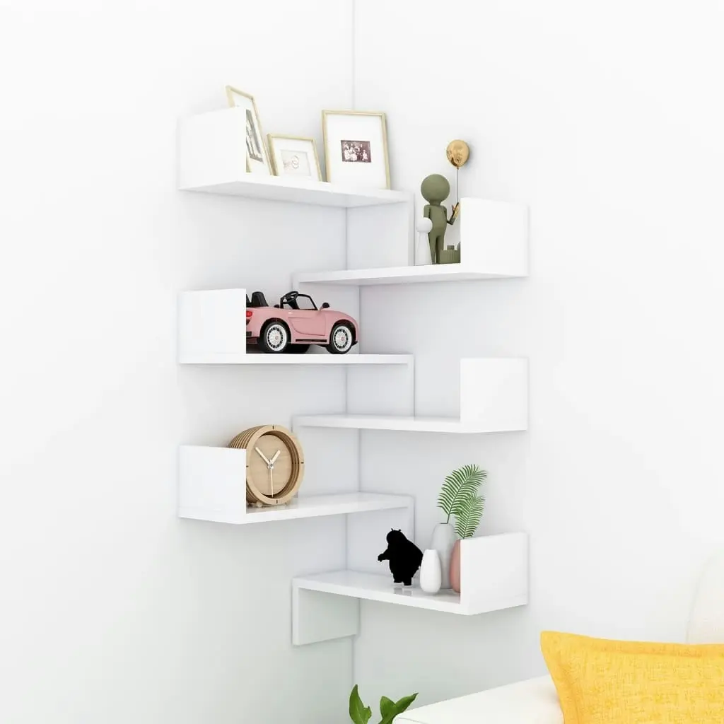 Wall Corner Shelves 2 pcs White 40x40x50 cm Engineered Wood 807224