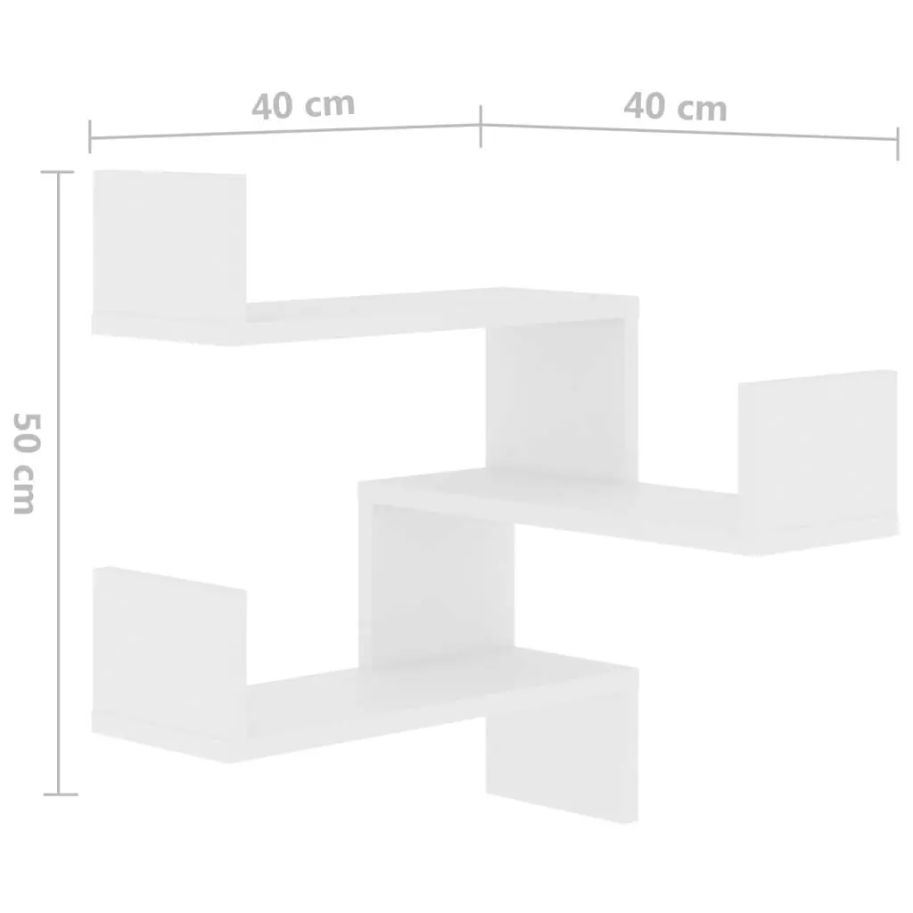 Wall Corner Shelves 2 pcs White 40x40x50 cm Engineered Wood 807224