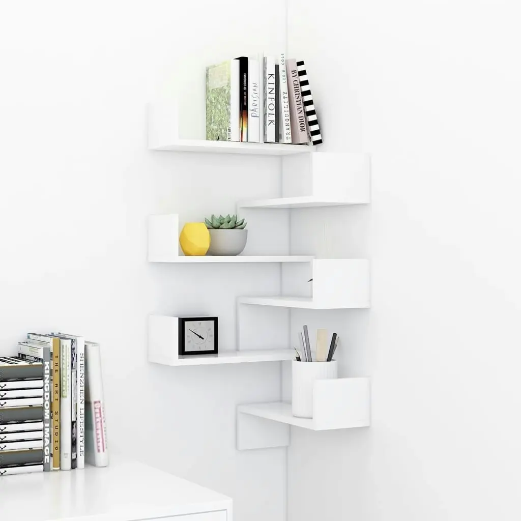 Wall Corner Shelves 2 pcs White 40x40x50 cm Engineered Wood 807224