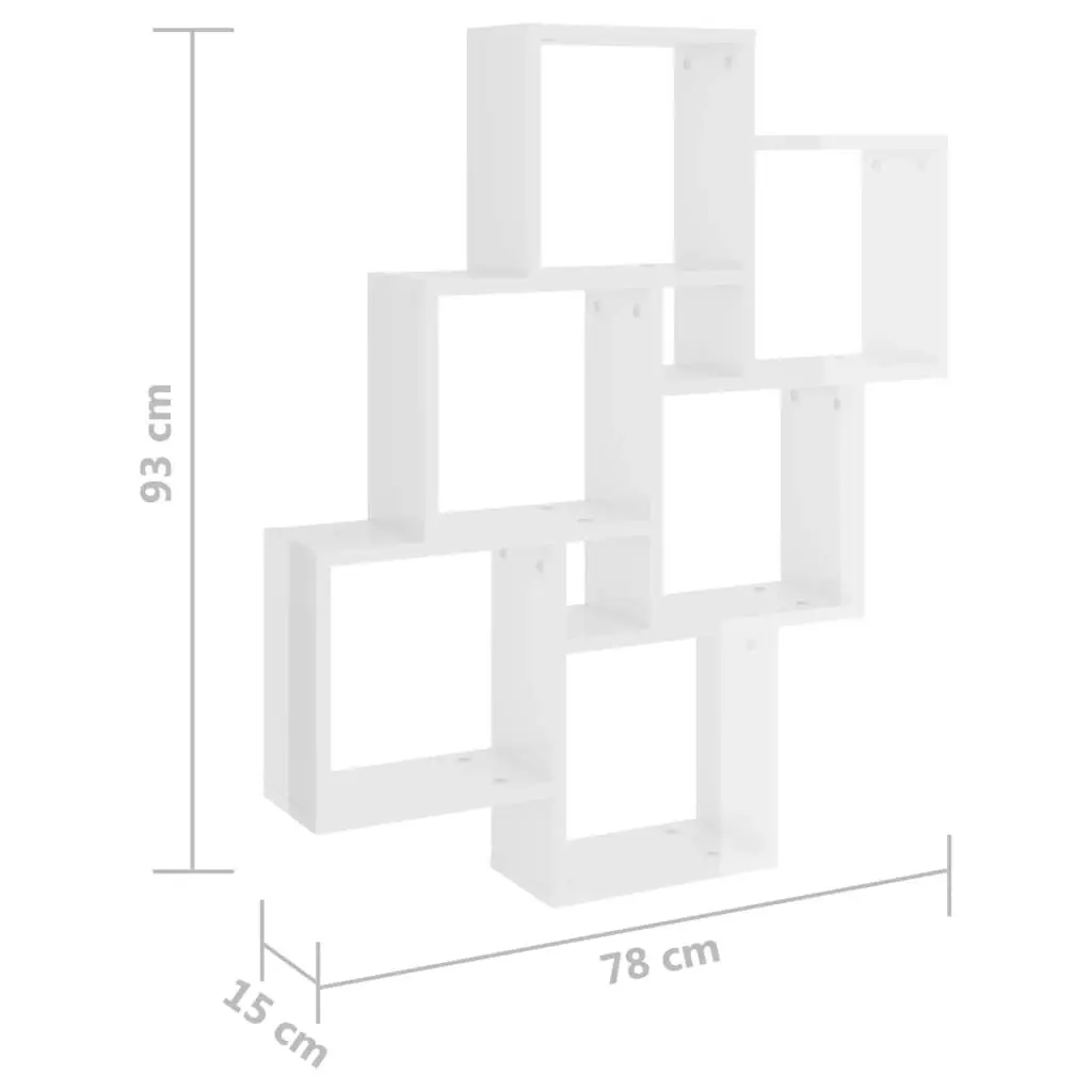 Wall Cube Shelf High Gloss White 78x15x93 cm Engineered Wood 807175