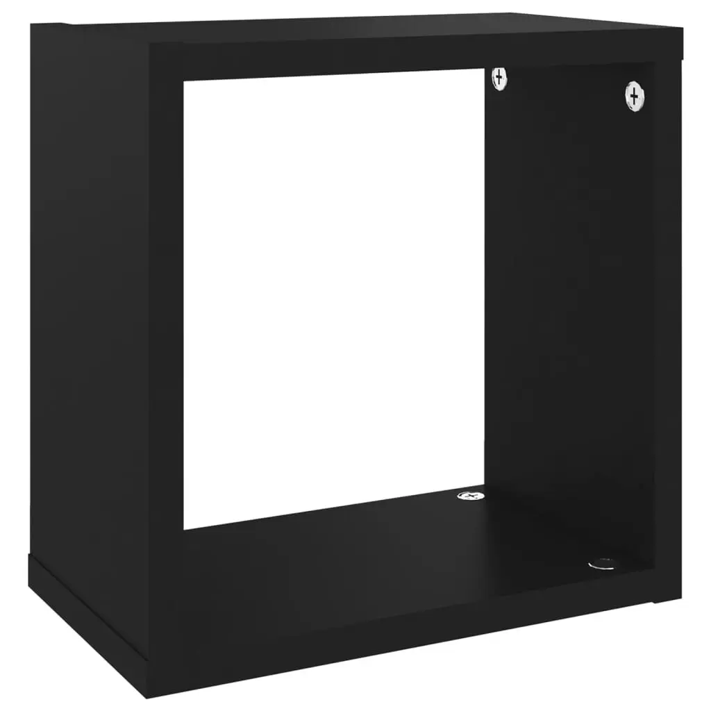 Wall Cube Shelves 2 pcs Black 26x15x26 cm 807028