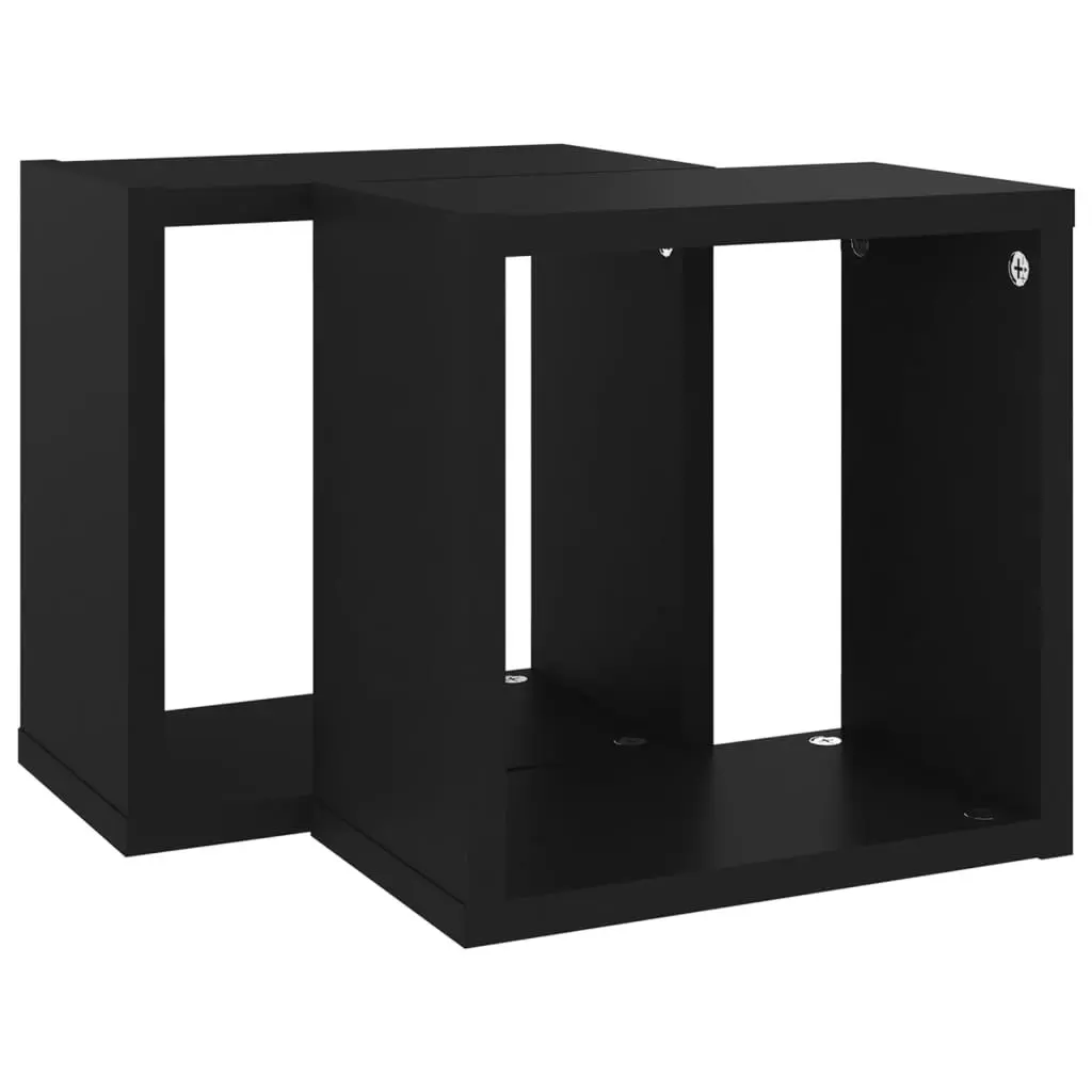 Wall Cube Shelves 2 pcs Black 26x15x26 cm 807028