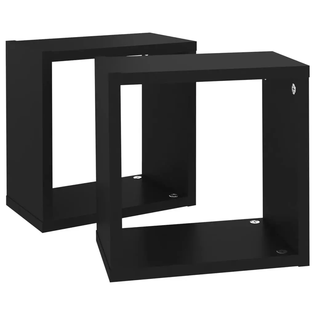 Wall Cube Shelves 2 pcs Black 26x15x26 cm 807028