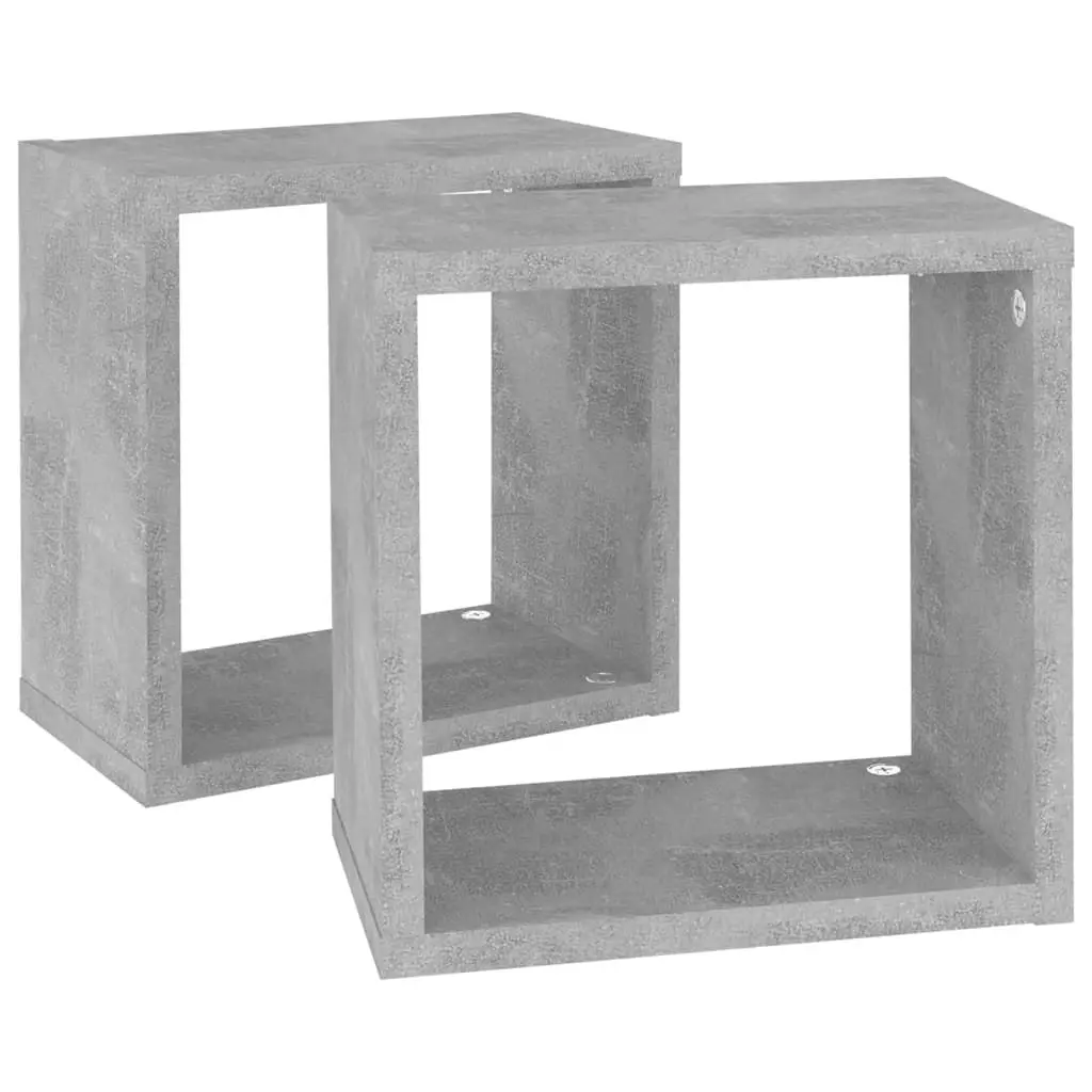 Wall Cube Shelves 2 pcs Concrete Grey 26x15x26 cm 807037