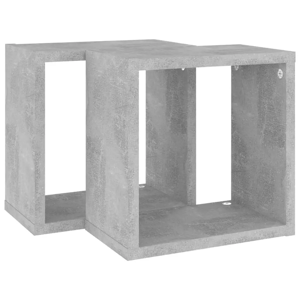 Wall Cube Shelves 2 pcs Concrete Grey 26x15x26 cm 807037