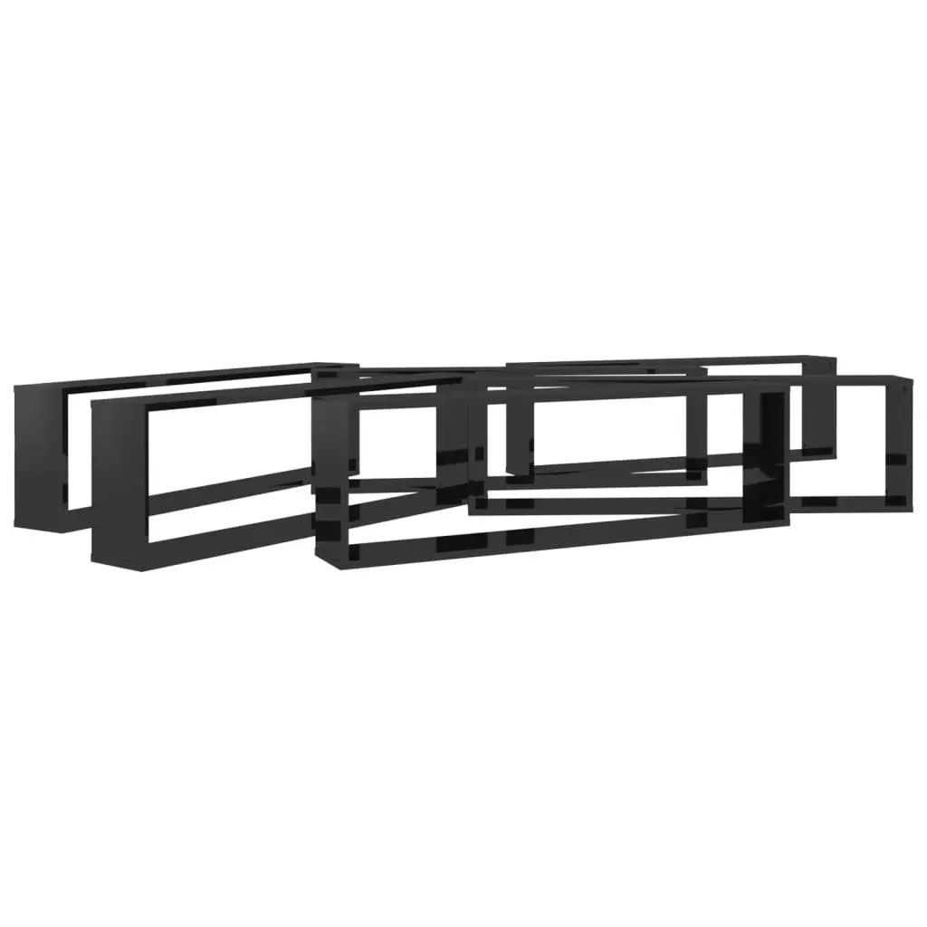 Wall Cube Shelves 6 pcs High Gloss Black 100x15x30 cm Engineered Wood 807102