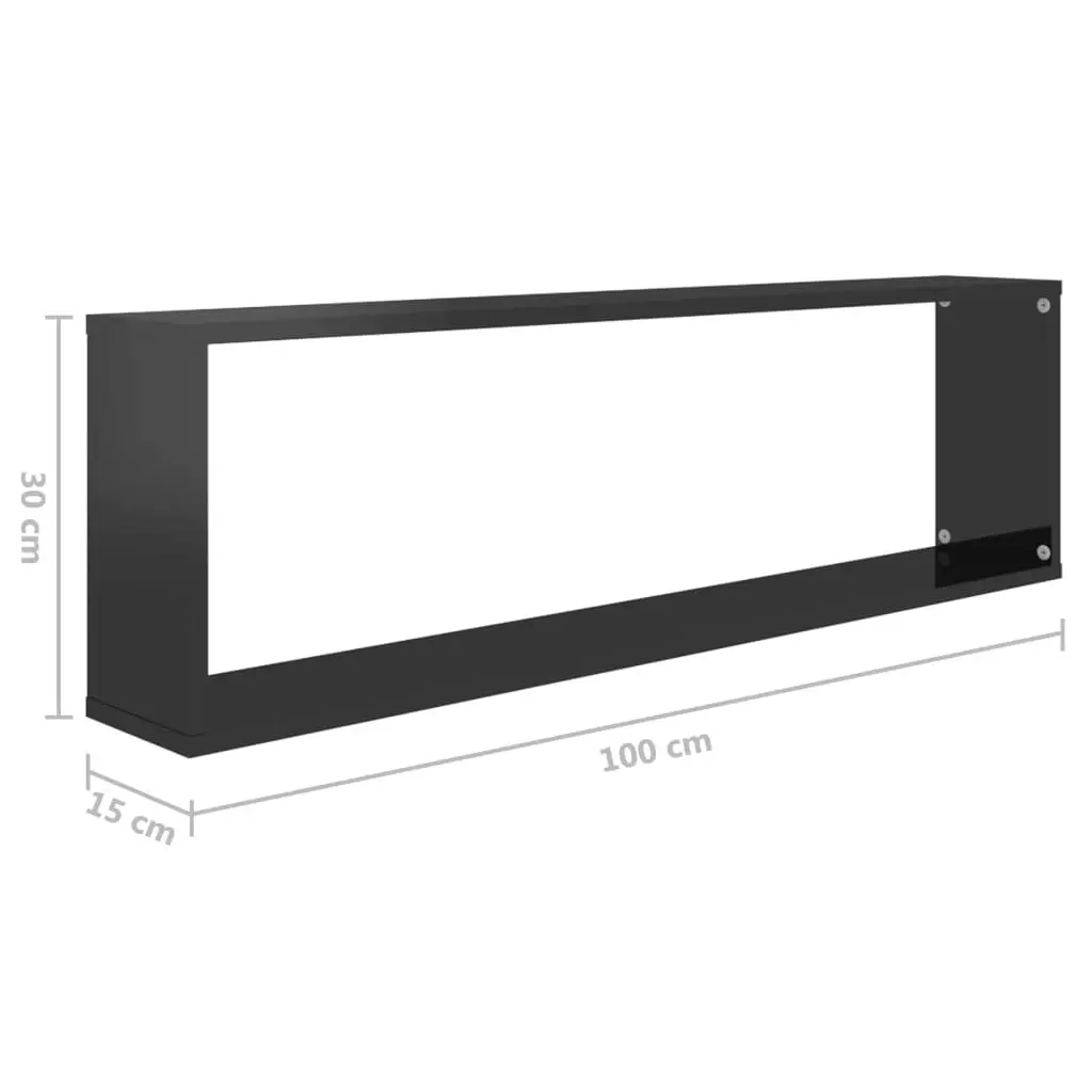 Wall Cube Shelves 6 pcs High Gloss Black 100x15x30 cm Engineered Wood 807102