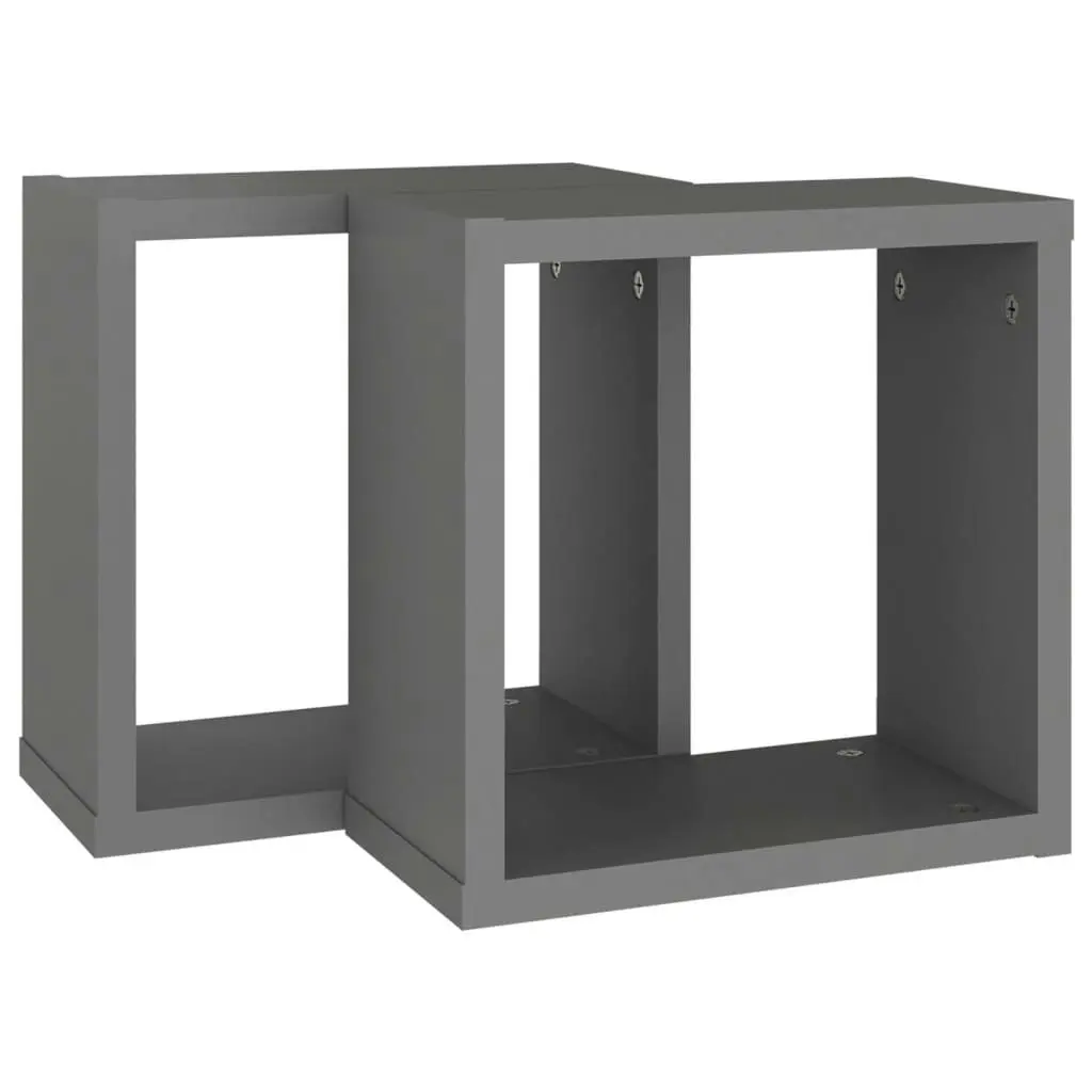 Wall Cube Shelves 2 pcs Grey 30x15x30 cm 807004