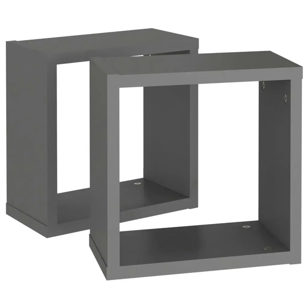 Wall Cube Shelves 2 pcs Grey 30x15x30 cm 807004