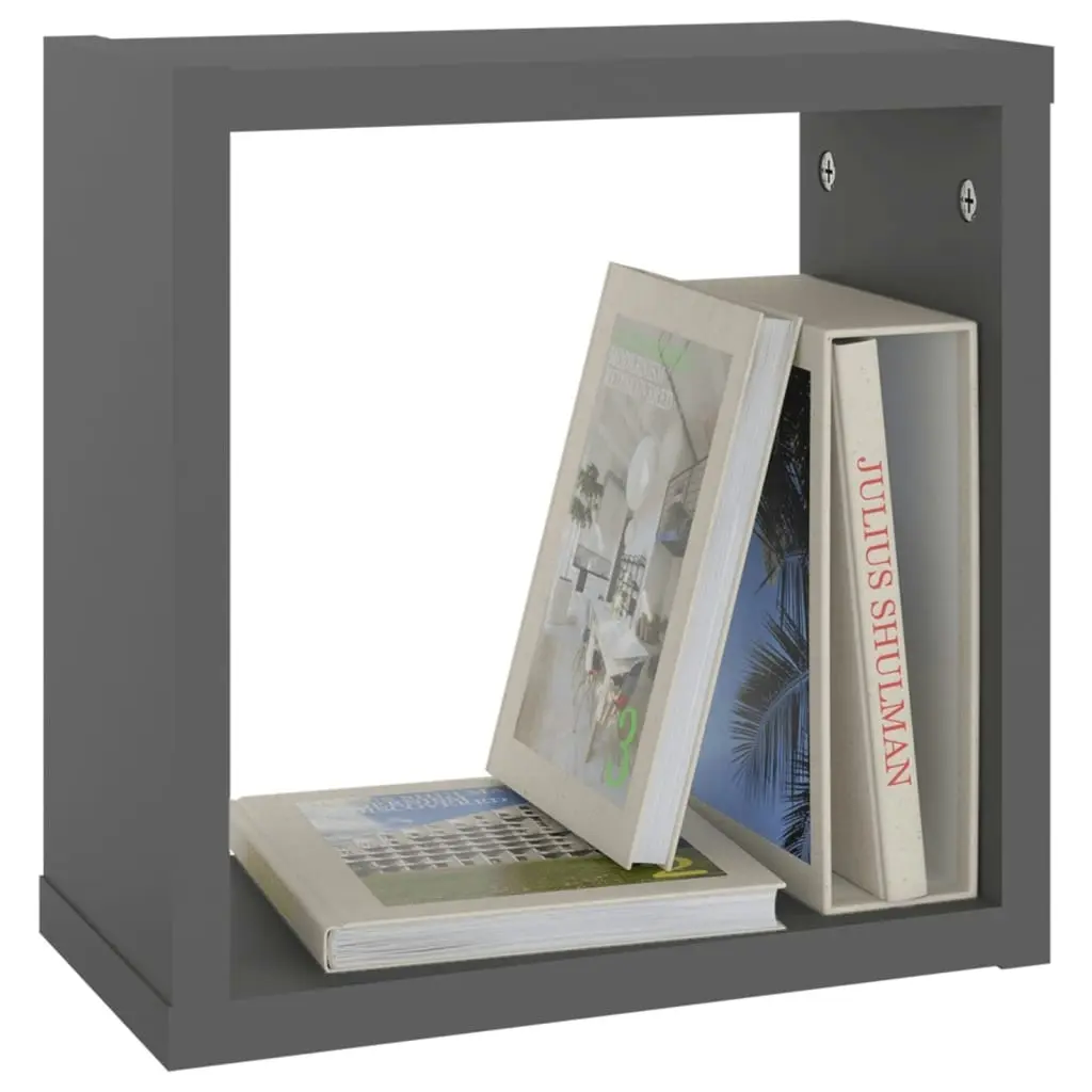 Wall Cube Shelves 2 pcs Grey 30x15x30 cm 807004